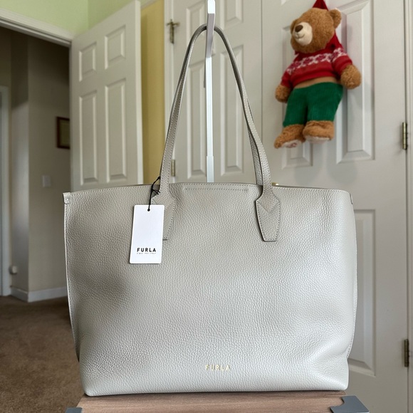 Furla Gray Soft Leather Tote Bag, New with Tag - Picture 1 of 12